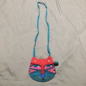 A vintage Laurel Burch multicolored cat purse!